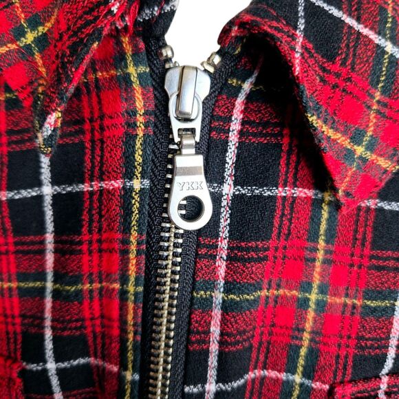 Plaid Shirt Pink + Dolphin MEDIEVAL PLAID ZIPUP Red Small partial sleeve zippers - Picture 11 of 14